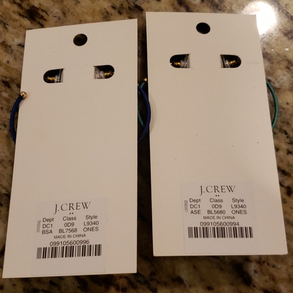 J. Crew Hoop Earrings Orb Thread NWT Blue Aqua - Picture 4 of 4